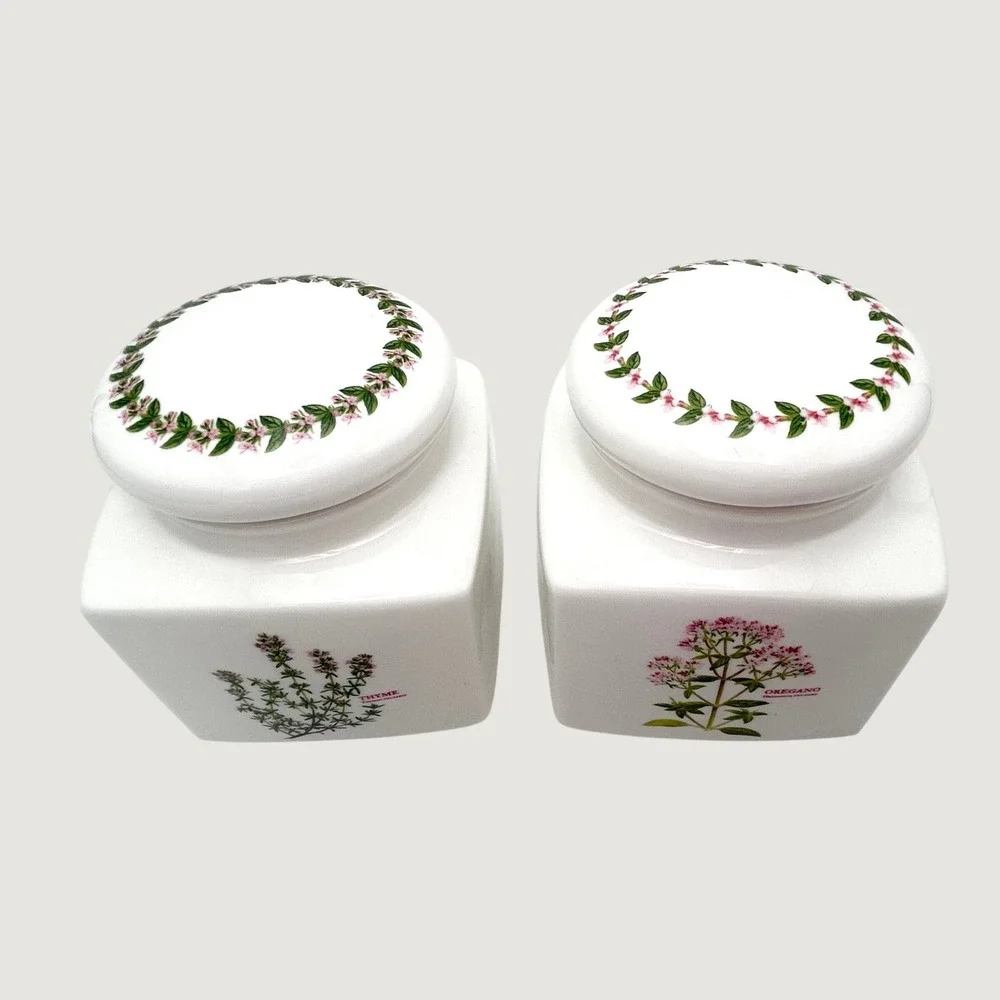 Vintage Maxwell & Williams White Porcelain Ceramic Canister Set Thyme & Oregano